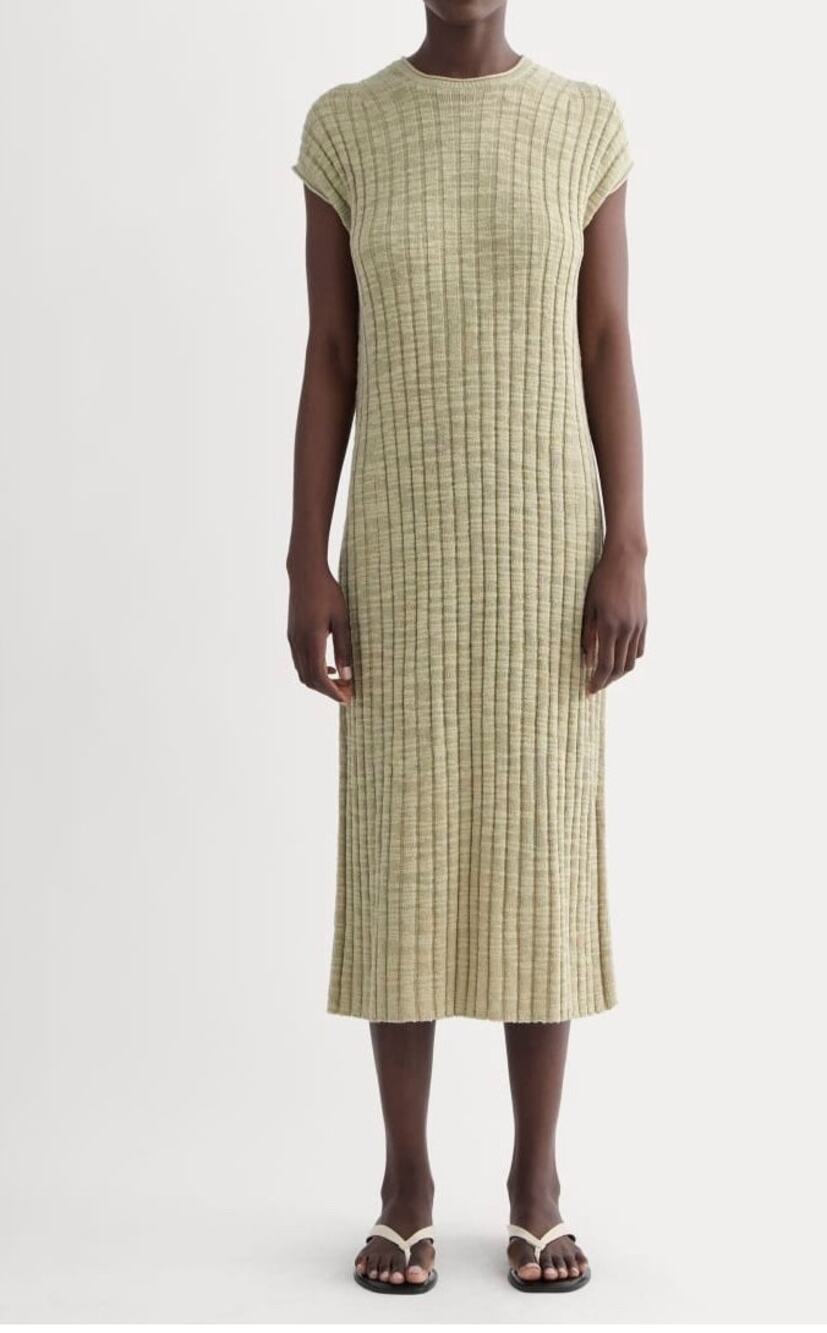 Everlane NWT Column Cotton Linen Eucalyptus Green Midi Dress Medium